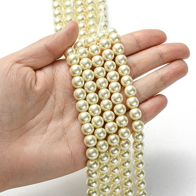 Eco-Friendly Glass Pearl Bead Strands X-HY-A008-8mm-RB003-1