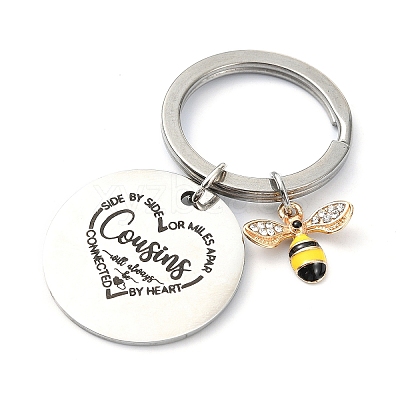 Alloy Rhinestone & 201 Stainless Steel Keychain KEYC-YW00091-05-1