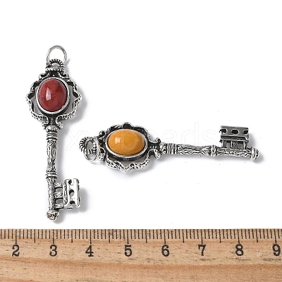 Key Brass Natural Mookaite Big Pendants KK-D361-01AS-19-1