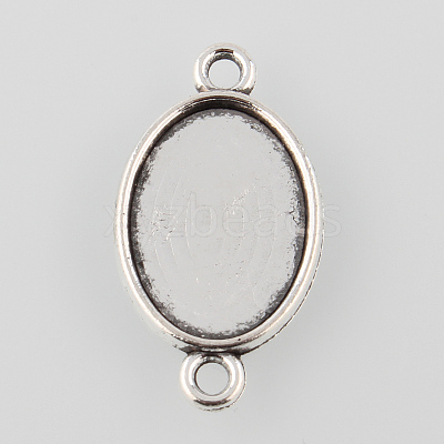 Antique Silver Tibetan Style Alloy Flat Oval Cabochon Connector Settings LS-TIBE-M022-06AS-1