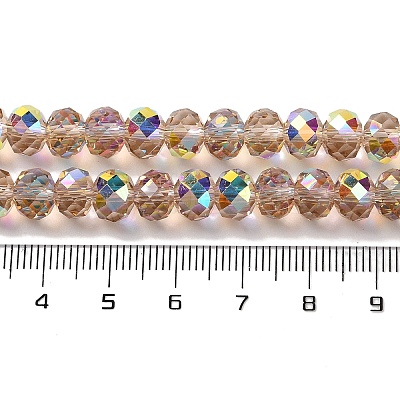 AB Color Plated Transparent Electroplate Beads Strands X-EGLA-H104-06F-1