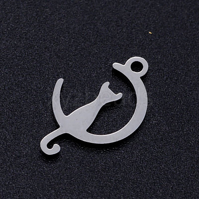 Non-Tarnish 304 Stainless Steel Kitten Pendants A-STAS-Q201-JN272-1-1