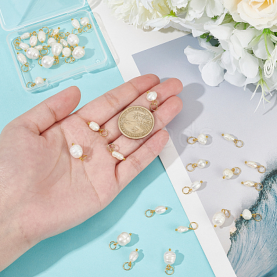 40Pcs 4 Styles Natural Cultured Freshwater Pearl Pendants PALLOY-PH01713-1