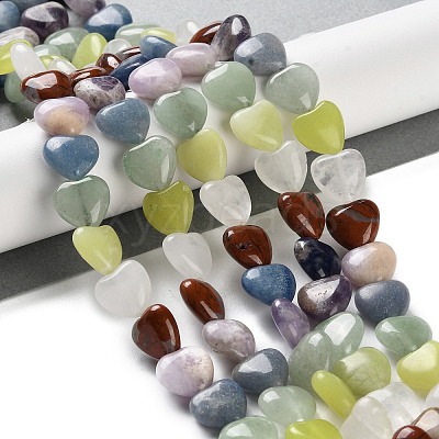 Natural Quartz Crystal & Red Jasper & Green Aventurine & Blue Aventurine & Lepidolite & Amethyst & Lemon Jade Beads Strands G-B022-39B-1
