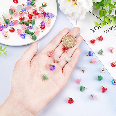 108Pcs 6 Styles Imitation Jade & Transparent Spray Painted Glass Charms GLAA-CA0001-39-1