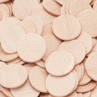 200Pcs Beech Wooden Round Pieces WOOD-NB0002-94A-1