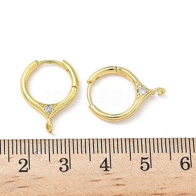 Brass Micro Pave Clear Cubic Zirconia Hoop Earring Findings KK-G536-02G-1