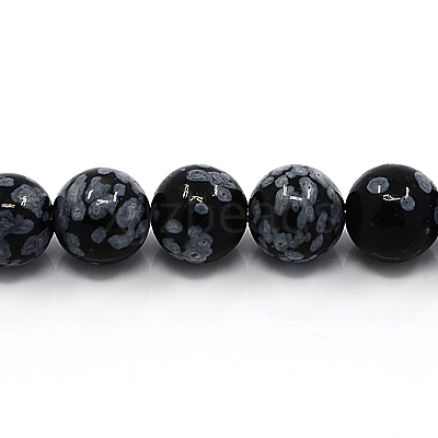 Natural Snowflake Obsidian Beads Strands G-G515-4mm-01-1