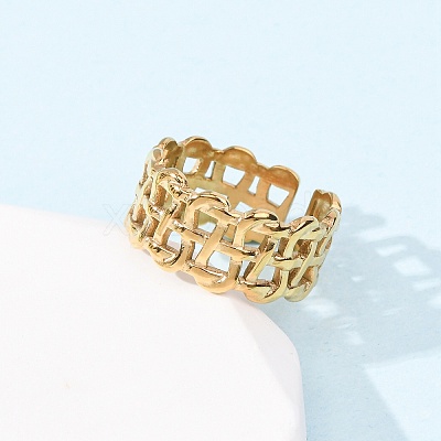 304 Stainless Steel Open Cuff Rings for Women RJEW-K309-10C-G-1