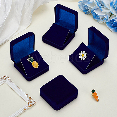 Flocking ABS Plastic Badge and Medal Keepsake Boxes CON-WH0200-02G-1