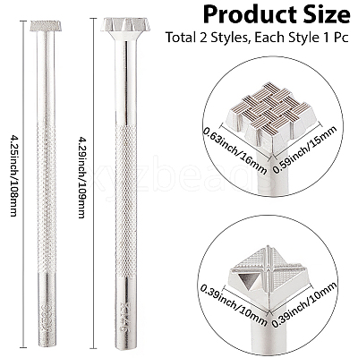 2Pcs 2 Styles DIY Alloy Steel Leathercraft Stamps TOOL-GF0003-53A-1