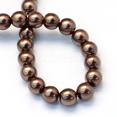 Baking Paint Pearlized Glass Pearl Round Bead Strands HY-Q330-8mm-52-1