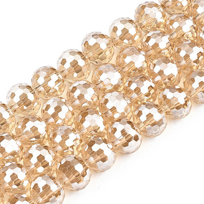 Electroplate Transparent Glass Beads Strands EGLA-N002-31-F02-1