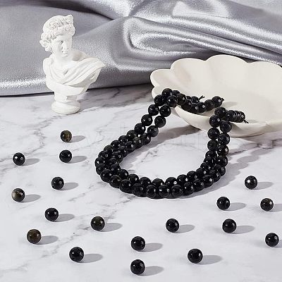 2 Strands Natural Golden Sheen Obsidian Beads Strands G-OC0003-52-1