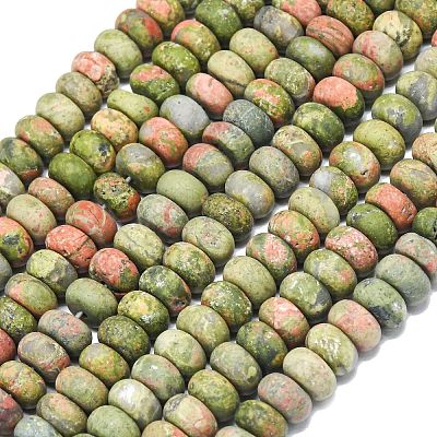 Natural Unakite Beads Strands G-P575-A12-8x5mm-01-1