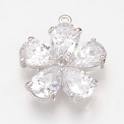 Brass Cubic Zirconia Pendants X-ZIRC-Q002-120P-1