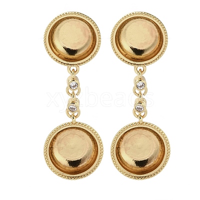Brass Micro Pave Cubic Zirconia Stud Earrings Findings KK-R215-05G-1