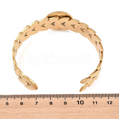304 Stainless Steel Leaf Cuff Bangle Making STAS-F366-12C-G-1