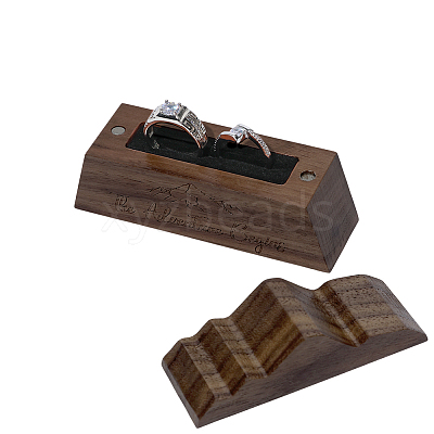 1Pc Black Walnut Wood Ring Storage Boxes with Magnetic Lid OBOX-PH0001-06-1