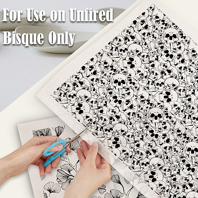 6Pcs 6 Styles Paper Ceramic Decals DIY-SD0002-07E-1