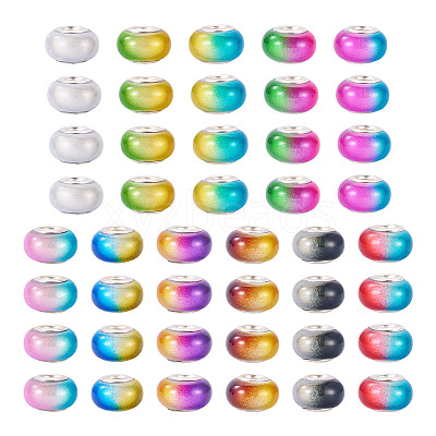 44Pcs 11 Colors Two Tone Opaque Resin Rondelle European Beads RESI-TA0005-48-1