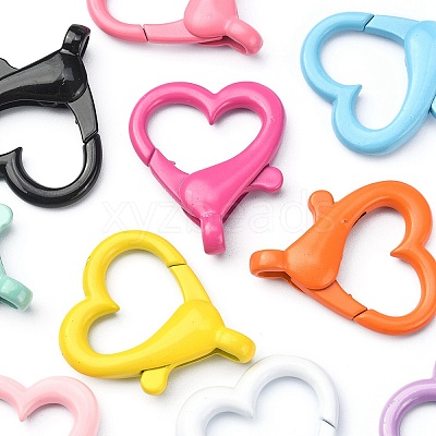 10Pcs 10 Colors Spray Painted Eco-Friendly Alloy Lobster Claw Clasps FIND-YW0002-26-1