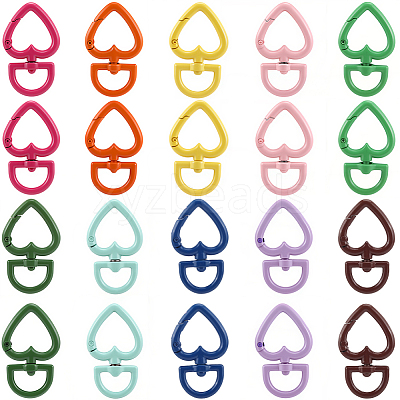 20Pcs 10 Colors Spray Printed Alloy Swivel Clasps FIND-SC0017-41-1