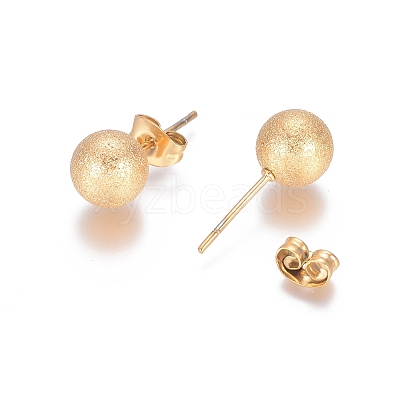 Ion Plating(IP) 304 Stainless Steel Stud Earrings EJEW-L215-58E-G-1