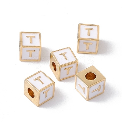 Rack Plating Brass Enamel Beads KK-B060-04G-04T-1