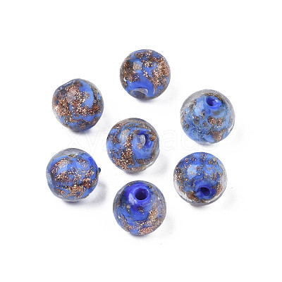 Handmade Gold Sand Lampwork Beads LAMP-T016-10B-1