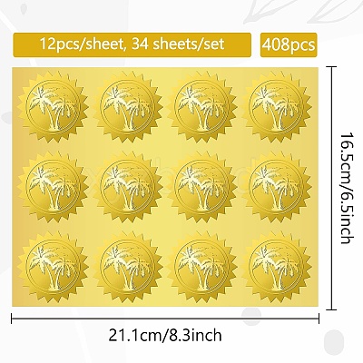 34 Sheets Self Adhesive Gold Foil Embossed Stickers DIY-WH0509-047-1