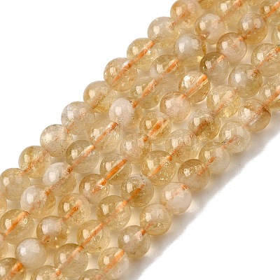 Heated Natural Citrine Beads Strands G-D323-A01-6mm-B-1