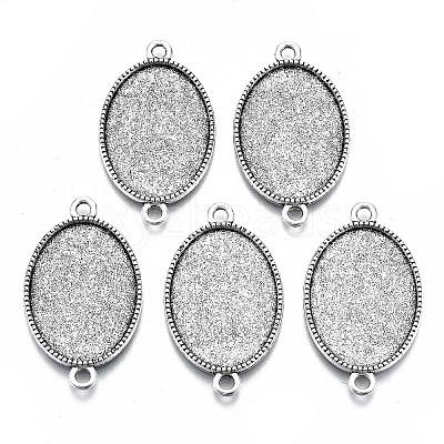 Tibetan Style Oval Alloy Cabochon Connector Settings LS-TIBE-Q038-002B-AS-RS-1