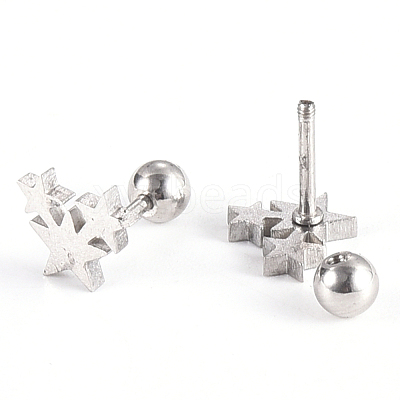 Tarnish Resistant 201 Stainless Steel Barbell Cartilage Earrings EJEW-R147-04-1