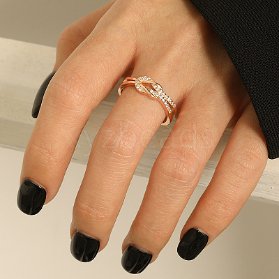 Knot 925 Sterling Silver Micro Pave Clear Cubic Zirconia Finger Rings for Women FS-WG39CEA-14-1