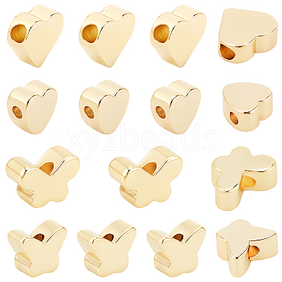 60Pcs 4 Styles Brass Beads KK-BBC0023-32-1