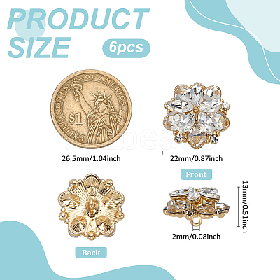 6Pcs Glass Rhinestone Shank Buttons BUTT-FG0001-52G-1
