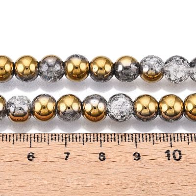 Electroplated Crackle Glass Beads Strands X-EGLA-N014-8mm-04-1