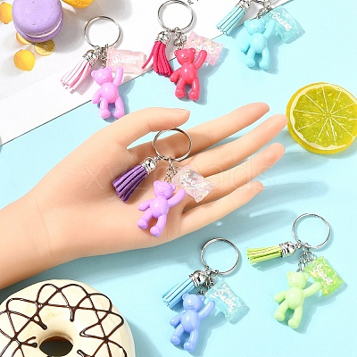 Tassel Bear Acrylic & Resin Keychain KEYC-YW00167-01-1