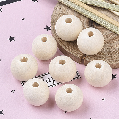 Natural Unfinished Wood Beads WOOD-S651-A20mm-LF-1