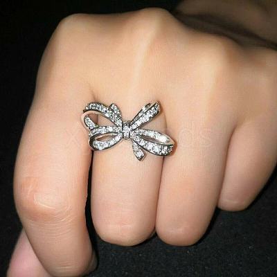 Bowknot Alloy with Crystal Rhinestone Finger Rings for Women FS-WG361F1-04-1