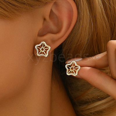 Exquisite Sweet French Style Brass Clear Cubic Zirconia Stud Earrings for Daily Gift VC4471-1