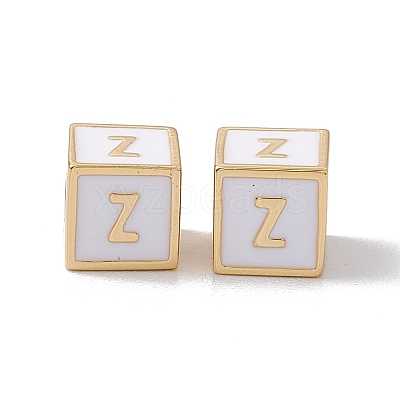 Rack Plating Brass Enamel Beads KK-B060-04G-04Z-1