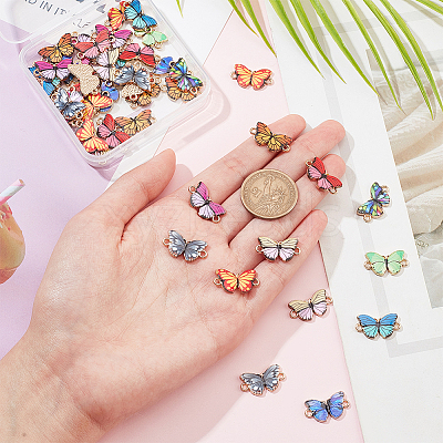 50Pcs 10 Colors Alloy Enamel Connector Charms ENAM-NB0002-01-1