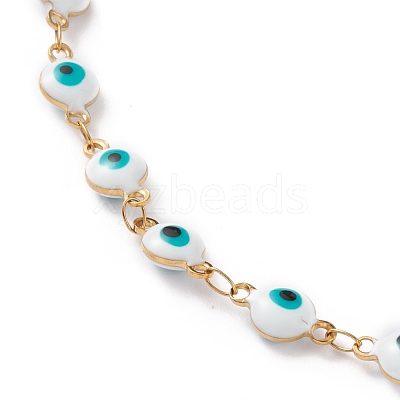 Evil Eye 304 Stainless Steel Enamel Link Chains Bracelets & Necklaces Jewelry Sets SJEW-JS01152-1