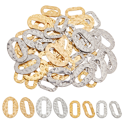 48Pcs 4 Styles Hammered 201 Stainless Steel Linking Rings STAS-GL0001-04-1