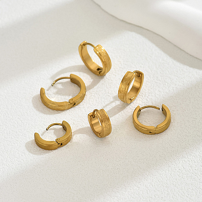 3 Pairs Vintage Frosted Brass Hoop Earring Sets MK3125-1-1