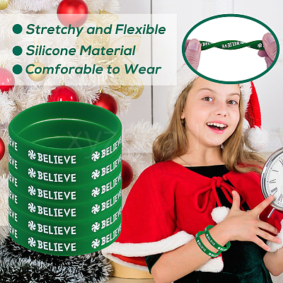 12Pcs Christmas Themed Silicon Cord Bracelets BJEW-CN0001-07-1