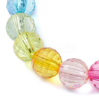 7.5mm Faceted Round Transparent Acrylic Beaded Stretch Bracelets BJEW-JB10249-01-1