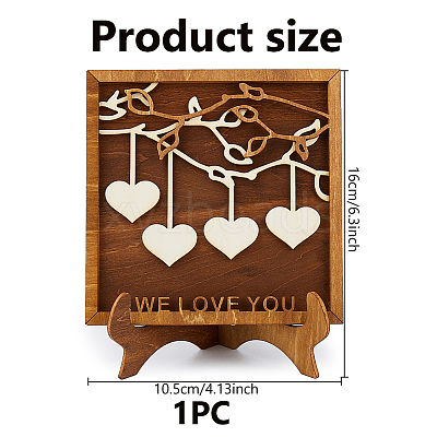 Wooden Family Tree With Heart Tag Sign AJEW-WH0609-088-1
